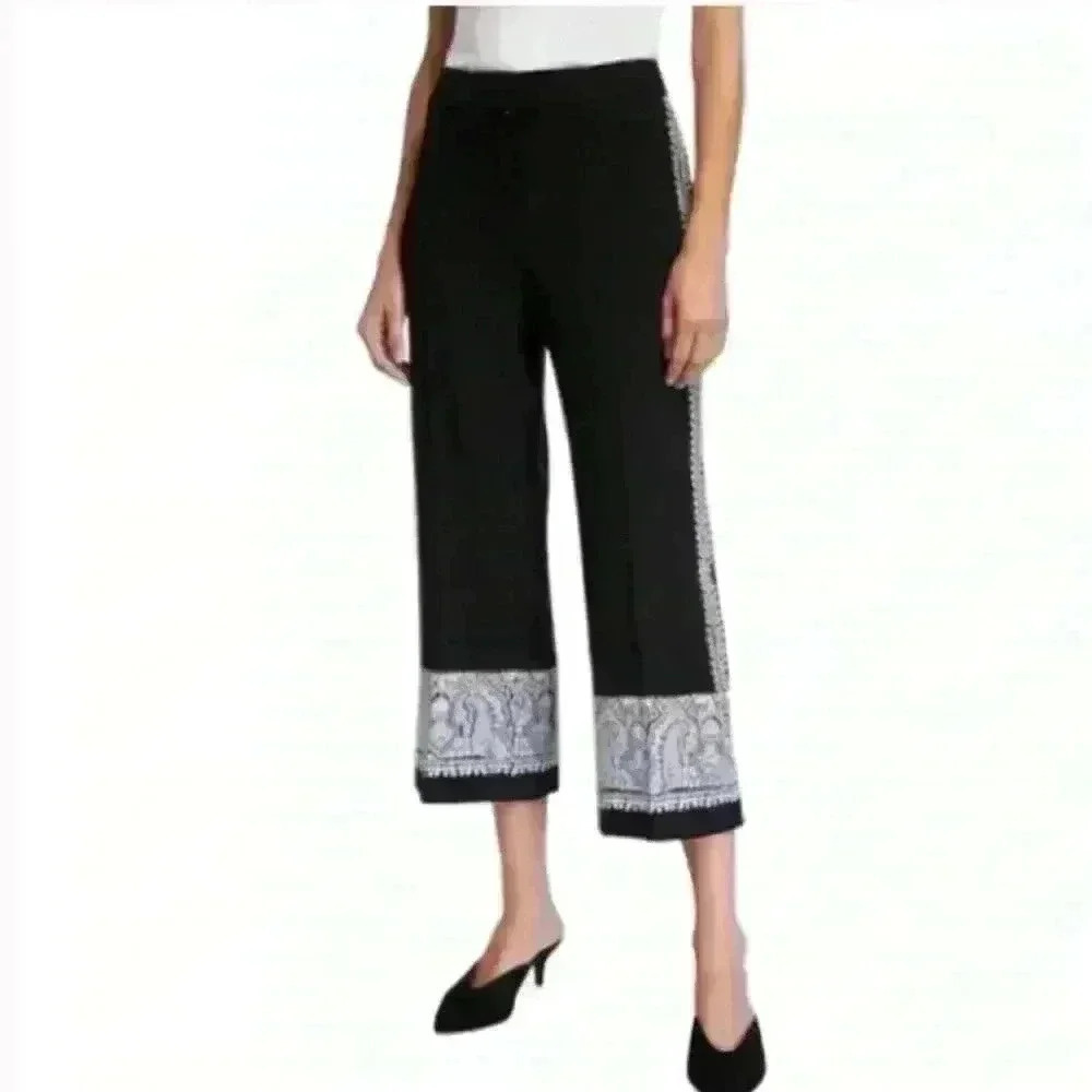 Kobi Halperin Zeina Cropped Paisley-Trim Pants